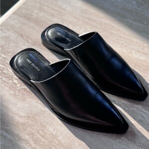 Free People Black Mules Sleek Pointed Toe